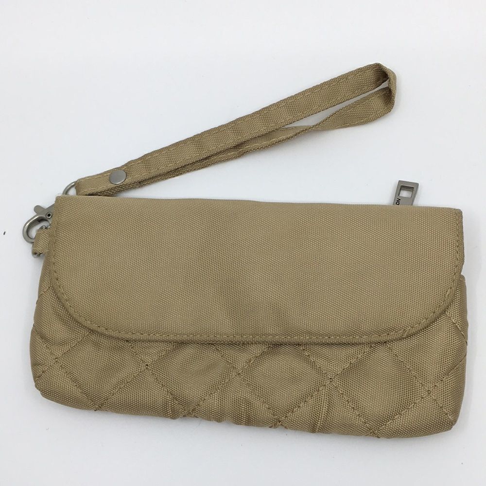 Travelon Taupe Fabric Nylon Inner Pocket Wristlet Wallet